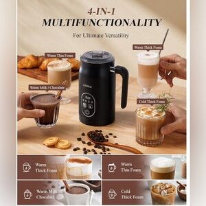 Milk Frother and Steamer Temperature Control for Lattes/Hot Chocolate/Coffee